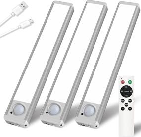 img 4 attached to 🔦 Enhanced Convenience with Under Cabinet Lighting Remote Control & Motion Sensor Closet Lights: Rechargeable, Wireless Counter Lights for Indoor Use, Kitchen & Hallway