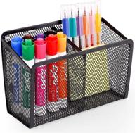 🖊️ ultra powerful magnetic pencil holder - heavy duty magnets mesh marker holder ideal for whiteboard, fridge, and locker decor (2 baskets, 1 pack black) logo