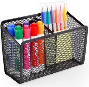 img 4 attached to 🖊️ Ultra Powerful Magnetic Pencil Holder - Heavy Duty Magnets Mesh Marker Holder Ideal for Whiteboard, Fridge, and Locker Decor (2 Baskets, 1 Pack Black)