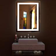 🪞 hauschen home 32 x 24 inch led lighted bathroom wall mounted mirror - 5500k high lumen, cri 95 cold white lights - anti fog, dimmable memory touch button - etl listed - vertical & horizontal logo