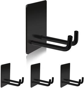 img 4 attached to 🔨 304 Stainless Steel Adhesive Hooks - Large Long Towel Robe Razor Wall Hangers for Bathroom Kitchen, Heavy Duty Sticky Shower Hooks for Hanging Hat Coat Key by TONHTCAT (Black) - 4-Pack