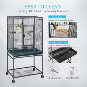 img 2 attached to 🐦 VIVOHOME 54 Inch Wrought Iron Large Bird Flight Cage: Ideal for African Grey Parrot, Cockatiel, and more!