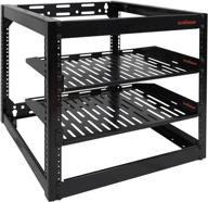 echogear 10u open frame rack - wall mountable heavy duty 4 post design for networking & av gear - includes 2 vented shelves & mounting hardware logo