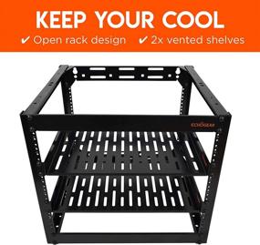 img 1 attached to ECHOGEAR 10U Open Frame Rack - Wall Mountable Heavy Duty 4 Post Design for Networking & AV Gear - Includes 2 Vented Shelves & Mounting Hardware