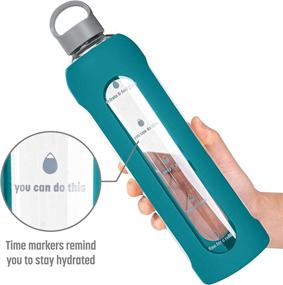 img 2 attached to 💦 Goodful 32 Oz. Time Marker Water Bottle: Hydration Motivator with Protective Silicone Sleeve and Leak Proof Lid - Teal