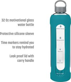 img 3 attached to 💦 Goodful 32 Oz. Time Marker Water Bottle: Hydration Motivator with Protective Silicone Sleeve and Leak Proof Lid - Teal