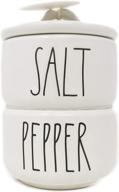 rae dunn by magenta 2 piece salt & pepper stacking ceramic ll salt & pepper cellars set: stylish and functional kitchen accessories логотип