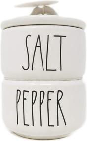 img 2 attached to Rae Dunn By Magenta 2 Piece Salt & Pepper Stacking Ceramic LL Salt & Pepper Cellars Set: Stylish and Functional Kitchen Accessories