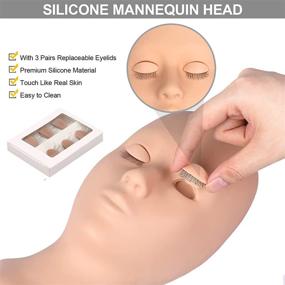 img 2 attached to Complete Eyelash Extension Kit: Silicone Mannequin Head with Replaced Eyelids - Ideal Lash Training Set & Supplies for Beginners in Eyelash Extensions