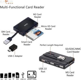 img 3 attached to 📱 DOD Military CAC Smart Card Reader with USB Type-C Adapter, Multi-Card Reader Supporting SD/SDXC/MMC/M2/SIM Cards/Micro-SD and [3] USB 2.0 Ports by Eafer Tech ECR1+