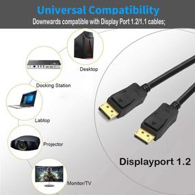 img 1 attached to 🔌 Кабель DisplayPort UKYEE 6 футов 2 шт - DP в Displayport 1,2 кабель, 1440P @ 144Гц, 4K @ 60Гц - черный, золоченый