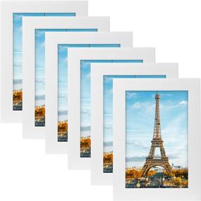 img 4 attached to 🖼️ Auslar Pack of 6, 4x6 Picture Frames with HD Glass for Home Decor, Tabletop Display and Wall Hanging - Multiple Pictures Organizers, White