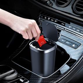 img 4 attached to 🚗 Car Mini Trash Can with Lid – Dustbin for Car, Cup Holder Trash Can with 45 Extra Garbage Bags – Suitable for Cars, Bedrooms, Kitchens (Black)