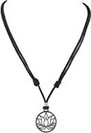 bluerica lotus flower pendant with chrome finish on adjustable black cord necklace logo