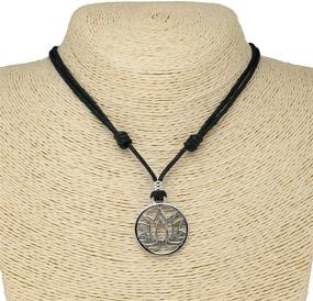 img 2 attached to BlueRica Lotus Flower Pendant with Chrome Finish on Adjustable Black Cord Necklace