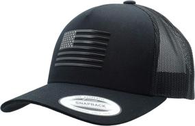 img 4 attached to The Pride American Flag Hat: Premium 3D Patch Trucker Baseball Snapback (Black-BK-Matte) - Unisex