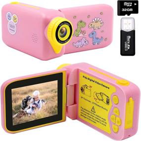 img 4 attached to 📷 Dinosaur Kids Video Camera Camcorder with 270°Rotation 2.4Inch Screen, 1080P FHD Camera for Kids Digital Video Camera Recorder for Boys Girls Gift Age 3-10 with 32G SD Card, Card Reader" - Slightly revised: "Dinosaur Kids Video Camera with 270°Rotation 2.4 Inch Screen, 1080P FHD Camera for Kids Digital Recording, Boys Girls Gift Age 3-10, 32GB SD Card, Card Reader