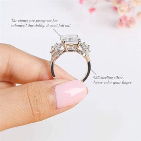 img 2 attached to 💍 Sterling Silver YUNKAI Engagement Ring: Stunning 3 Stone Cubic Zirconia Wedding Ring, Perfect Christmas Anniversary Birthday Gift for Her