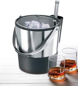 img 2 attached to Insulated Ice Bucket 4 Quart / 3.8 L - Stainless Steel, Black by Oggi