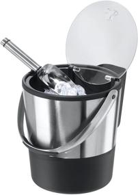 img 3 attached to Insulated Ice Bucket 4 Quart / 3.8 L - Stainless Steel, Black by Oggi