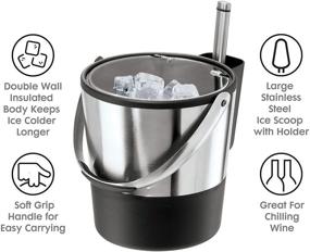 img 1 attached to Insulated Ice Bucket 4 Quart / 3.8 L - Stainless Steel, Black by Oggi