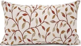 img 4 attached to Chic Floral Chenille Embroidery Throw Pillow Case for 🌸 Sofa - 12x20 Inch Lumbar Pillowcase in Brown Leaves Design