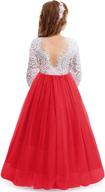 👗 vintage lace flower girls long dress with 3/4 sleeves, deep v-back, tulle overlay – ideal for wedding party, princess communion, and pageant events logo