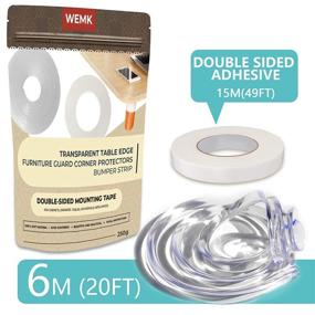 img 3 attached to 🔒 Wemk Upgraded Transparent Table Edge Protectors - Corner Guards Bumper Strip 1 Rolls (20ft/6.1m), with Double-Sided Tape for Cabinets, Drawers, Tables, Household Appliances, and More