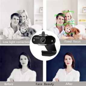 img 2 attached to 📷 2K USB Webcam with Microphone, Wireless Earbud, and 3.5mm Earphones for Facebook Live Streaming, Gaming, Distance Meetings, Video Recording, Zoom, Skype, Facetime, Teams