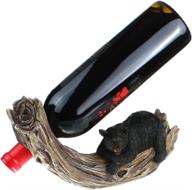 🍷 unique ps 10 inch rocking log with black bear figurine wine bottle holder: a quirky and practical touch for wine enthusiasts! логотип