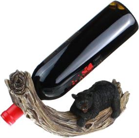 img 1 attached to 🍷 Unique PS 10 Inch Rocking Log with Black Bear Figurine Wine Bottle Holder: A Quirky and Practical Touch for Wine Enthusiasts!