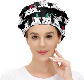 img 4 attached to 🎅 Moisture Wicking Working Cap: Adjustable Bandage Bouffant Hat for Women and Men - Printed Christmas Snowflakes and Snowman