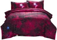 🌌 ntbed galaxy red sky oil printing outer space full comforter set – reversible quilt bedding sets for teens boys girls (xk001, full) logo