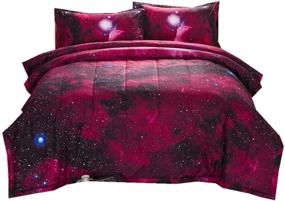 img 4 attached to 🌌 NTBED Galaxy Red Sky Oil Printing Outer Space Full Comforter Set – Reversible Quilt Bedding Sets for Teens Boys Girls (xk001, Full)