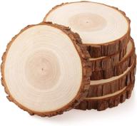 🌳 fuyit wood slices: 6 pc 6-6.3 inches unfinished natural tree slice circles - perfect for diy arts, crafts, and rustic wedding ornaments logo