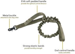 img 2 attached to Premium Military Bungee Dog Leash with Elastic Rope and 2 Padded Control Handles for Small and Medium Dogs - Ranger Green