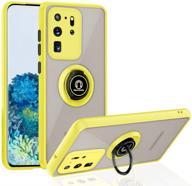 📱 sokad samsung galaxy s20 ultra case - yellow, 360 degree rotation finger ring kickstand, anti-scratch, magnetic car mount compatible logo