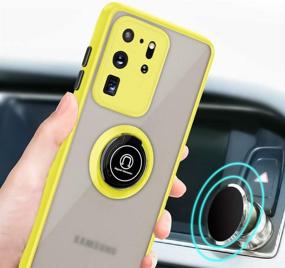 img 1 attached to 📱 SOKAD Samsung Galaxy S20 Ultra Case - Yellow, 360 Degree Rotation Finger Ring Kickstand, Anti-Scratch, Magnetic Car Mount Compatible