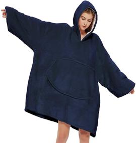 img 4 attached to 🧥 Cozy, Oversized Sherpa Plush Wearable Hoodie Blankets for Adult Men and Women