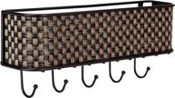 brown weave home basics wall mount mail organizer basket shelf with 5 key hook/holder: organize and declutter in style! логотип