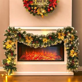 img 3 attached to 🎄 Enhance Your Festive Ambience with Warmiehomy Christmas Garland: 2.7M Fireplace Stair Decoration with Illuminated Wreath, 50 LED Lights, Pine Cones & Yellow Flowers - Perfect for Xmas Festival Tree Display