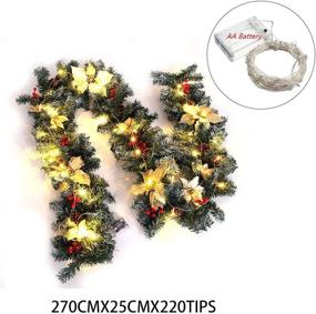 img 1 attached to 🎄 Enhance Your Festive Ambience with Warmiehomy Christmas Garland: 2.7M Fireplace Stair Decoration with Illuminated Wreath, 50 LED Lights, Pine Cones & Yellow Flowers - Perfect for Xmas Festival Tree Display