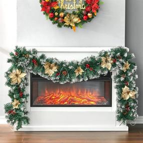 img 2 attached to 🎄 Enhance Your Festive Ambience with Warmiehomy Christmas Garland: 2.7M Fireplace Stair Decoration with Illuminated Wreath, 50 LED Lights, Pine Cones & Yellow Flowers - Perfect for Xmas Festival Tree Display