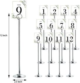 img 3 attached to LACHIKA 12 inch Table Number Holder Stand - Elegant Chrome Plated 📸 Place Card Holders for Weddings, Parties, Restaurants, and More (Silver, Pack of 12)