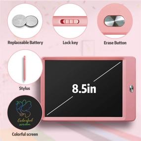 img 2 attached to 🎨 TEKFUN LCD Writing Tablet Doodle Board, 8.5-inch Colorful Drawing Tablet Writing Pad, Girls Gifts Toys for 3-7 Year Old Girls, Erasable Doodle Pad Toddler Travel Car Toy Road Trip Activity (Pink)