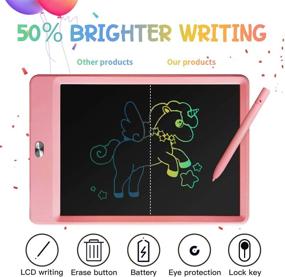 img 3 attached to 🎨 TEKFUN LCD Writing Tablet Doodle Board, 8.5-inch Colorful Drawing Tablet Writing Pad, Girls Gifts Toys for 3-7 Year Old Girls, Erasable Doodle Pad Toddler Travel Car Toy Road Trip Activity (Pink)