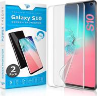 📱 power theory flexible anti-scratch film screen protector for samsung galaxy s10 [2-pack] - [not glass] full coverage, case friendly logo