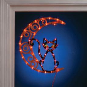 img 1 attached to 🎃 Halloween Cat on Moon Ornamental Silhouette: Impact Innovations 14x17 Lighted Decoration