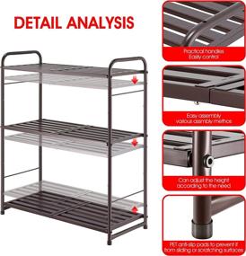 img 1 attached to 🗄️ Bronze Expandable & Stackable 3-Tier Shelving Unit: Simple Storage Rack for Kitchen, Laundry, and Bathroom Cabinet Organization