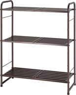 🗄️ bronze expandable & stackable 3-tier shelving unit: simple storage rack for kitchen, laundry, and bathroom cabinet organization logo